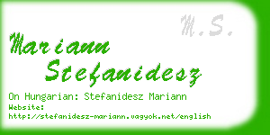 mariann stefanidesz business card